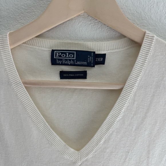 Polo Ralph Lauren Knit V-Neck Sweater Vest Off White Men’s 2XB Vintage - Picture 3 of 4